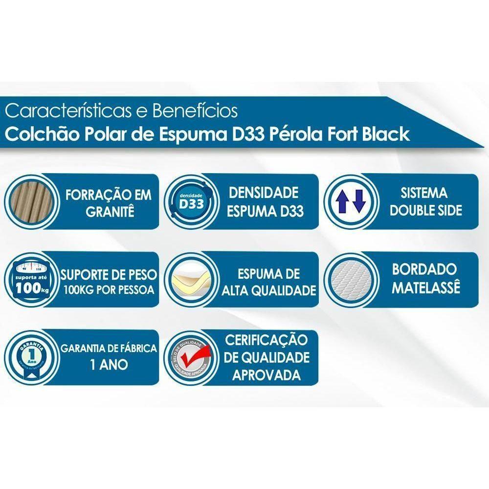 Cama Box Queen: Colchão Espuma D33 Polar Pérola + Base Crc Fantasy Black(158X198) - 3