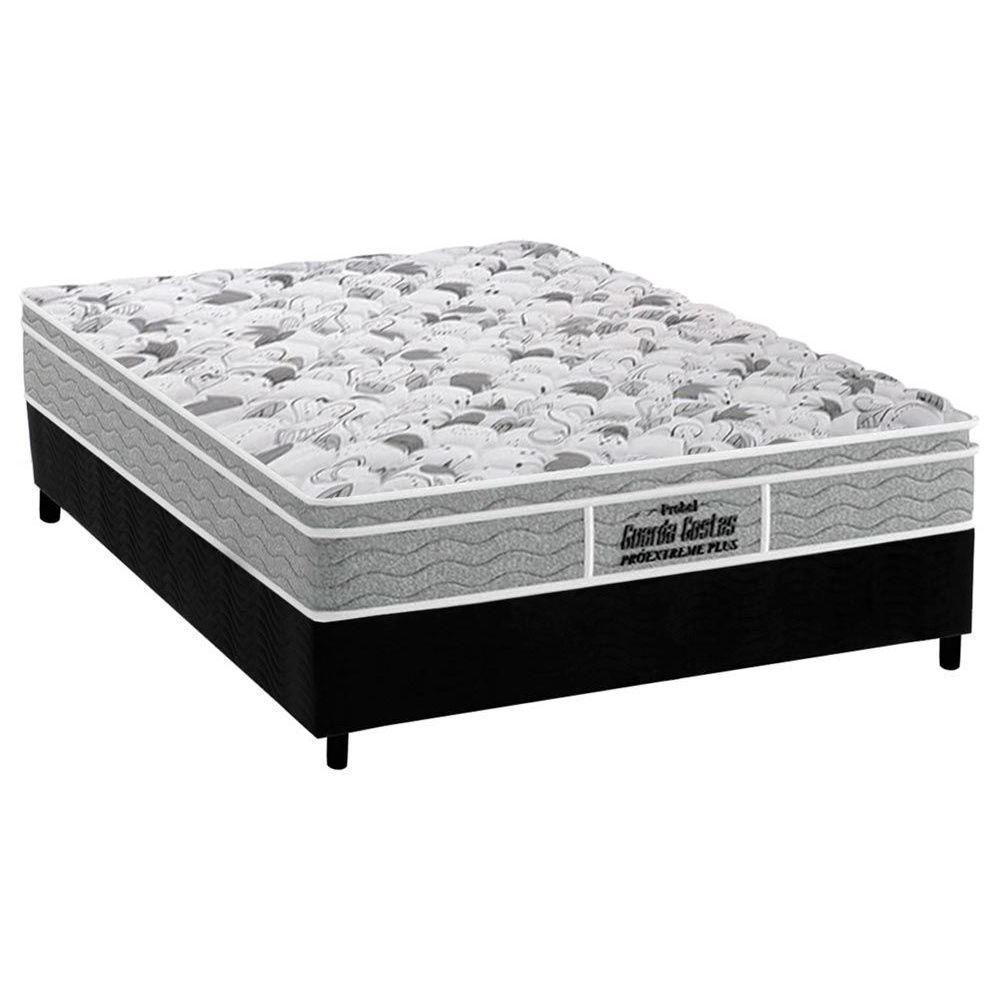 Cama Box Casal: Colchão Anatômico Probel D45/EP Guarda Costas Próextreme Plus + Base CRC Suede Black(138x188) - 1
