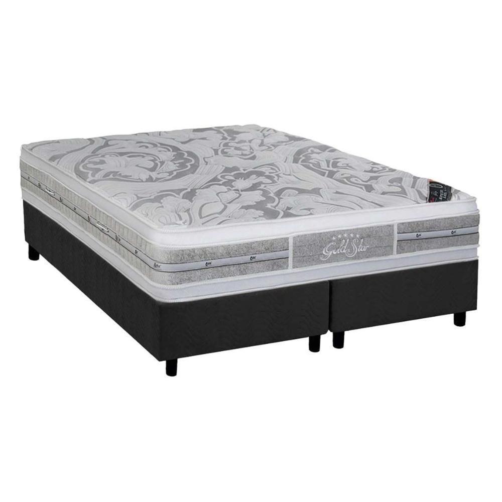 Cama Box King: Colchão Molas Ensacadas Castor Super Luxo Látex Plush Face+Base Gray(193X203) - 1