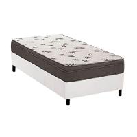 Cama Box Solteiro: Colchão Espuma D45 Ortobom Light Saúde Ortopilow + Base CRC Courano White(88x188) - 1