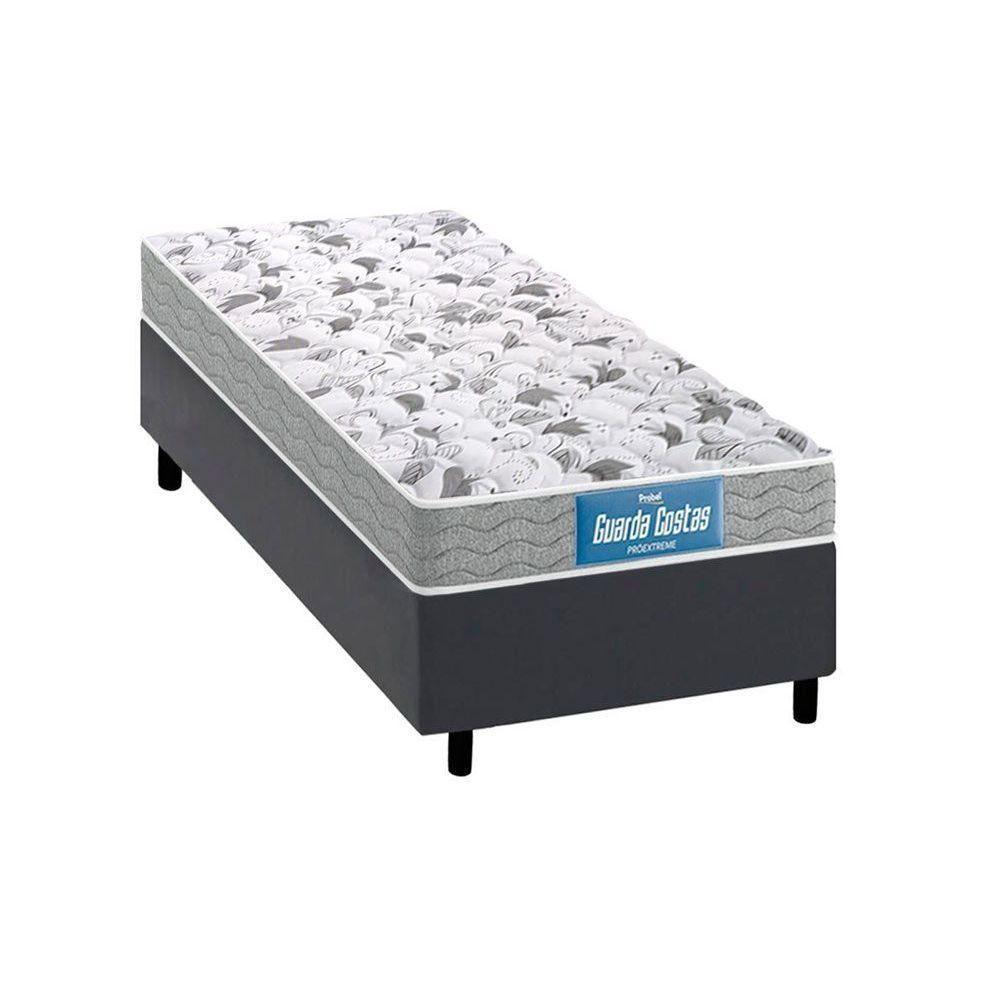 Cama Box Solteiro: Colchão Anatômico Probel D45/EP Guarda Costas Próextreme Double Face + Base CRC Suede Gray(88x188) - 1