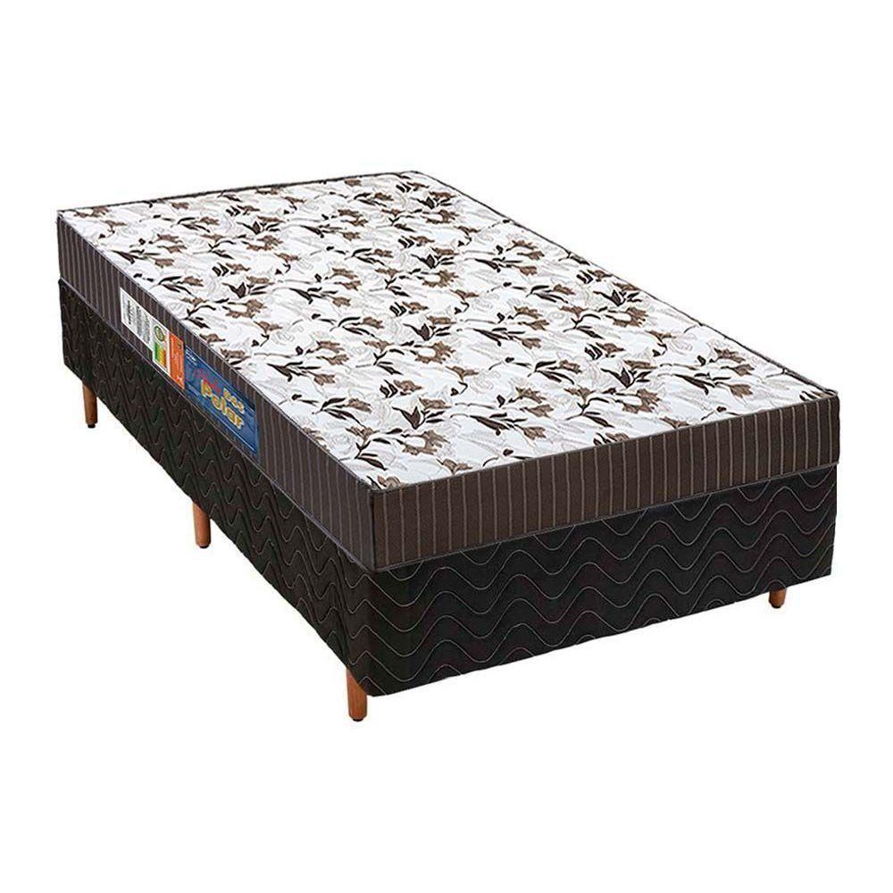 Cama Box Solteiro: Colchão Espuma D33 Polar Pérola + Base Crc Fantasy Black(88X188) - 1