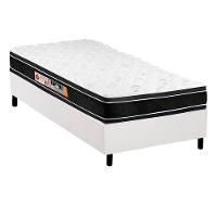 Cama Box Solteiro: Colchão Espuma D33 Castor Black e White + Base CRC Courano White(88x188) - 1