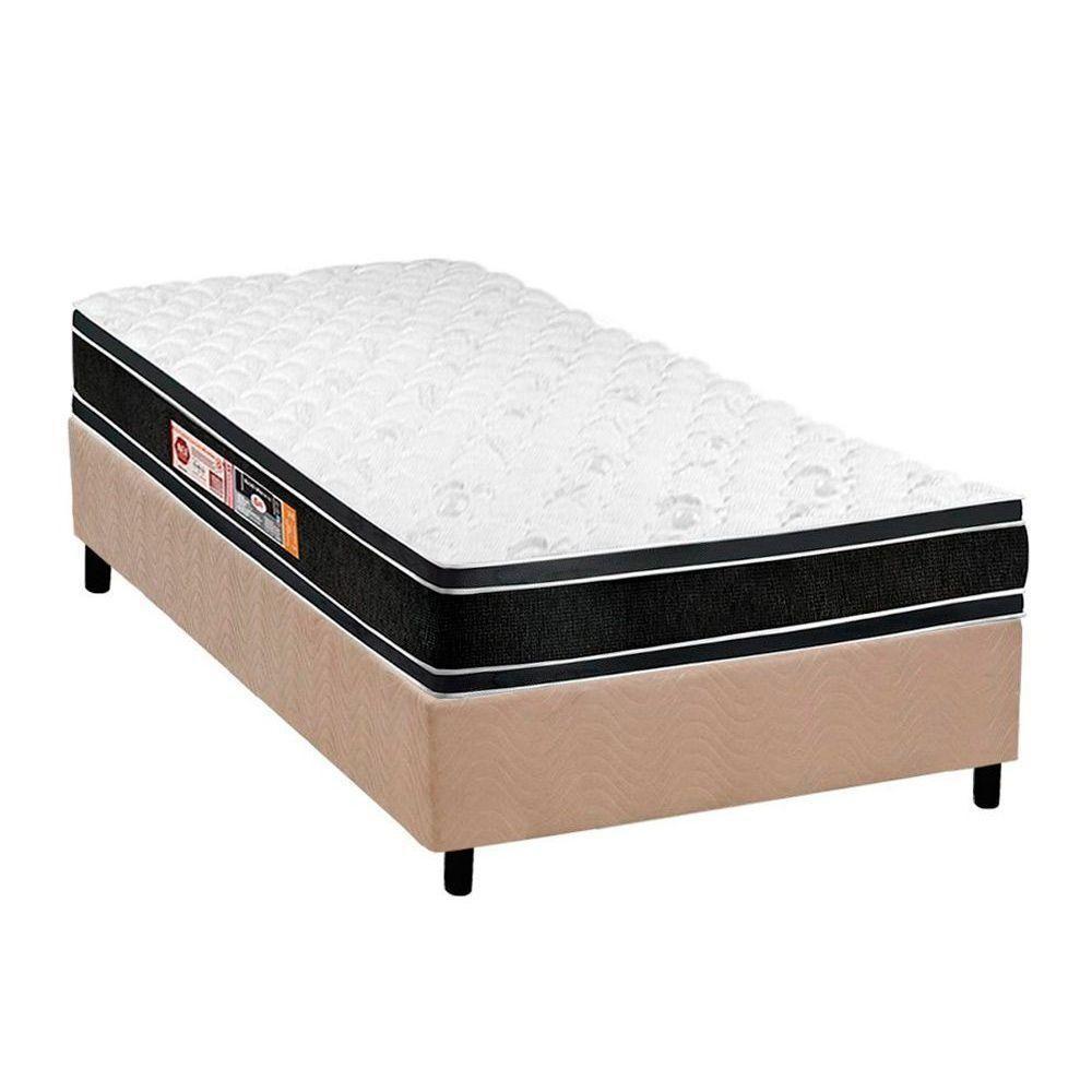 Cama Box Solteiro: Colchão Espuma Castor D33 Black e White + Base CRC Suede Clean(88x188) - 1