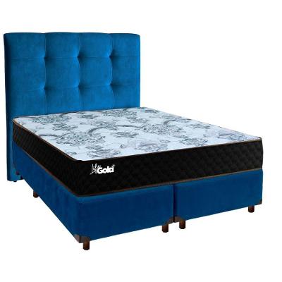 Kit Cama Box + Cabeceira + Colchão Casal Molas Ensacadas - Life Gold - Paropas
