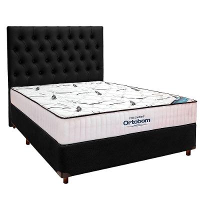 Cama Box Preto Com Colchão Casal High Foam Ortobom Com Cabeceira