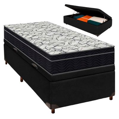 Bau Blindado Preto E Colchão Solteiro Airtech 150 Ortobom