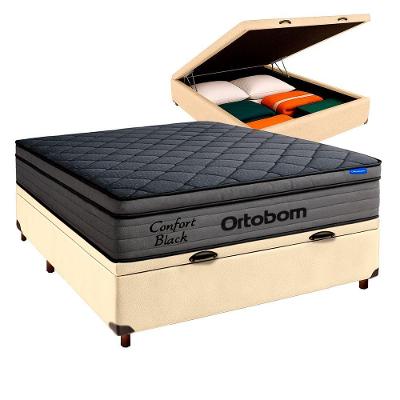 Cama Box Bau Begetiza+colchão Casal Confort Black Ortobom