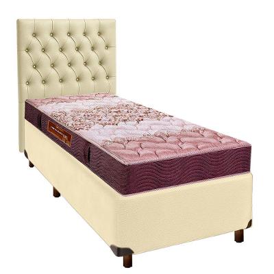 Conjunto Cama Box Bege Solteiro + Colchão D26 Ortophedic Sankonfort + Cabeceira