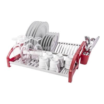 Escorredor 20 Pratos Aço Inox Tipo Cama Vermelho Domum