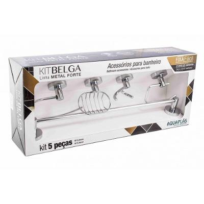 Kit De Banheiro Linha Belga 5 Peças Cromado