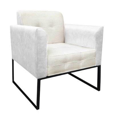 Poltrona Elisa Corano Com Linho Bege A19 Base Metálica Preto - D\'rossi Cor Branco