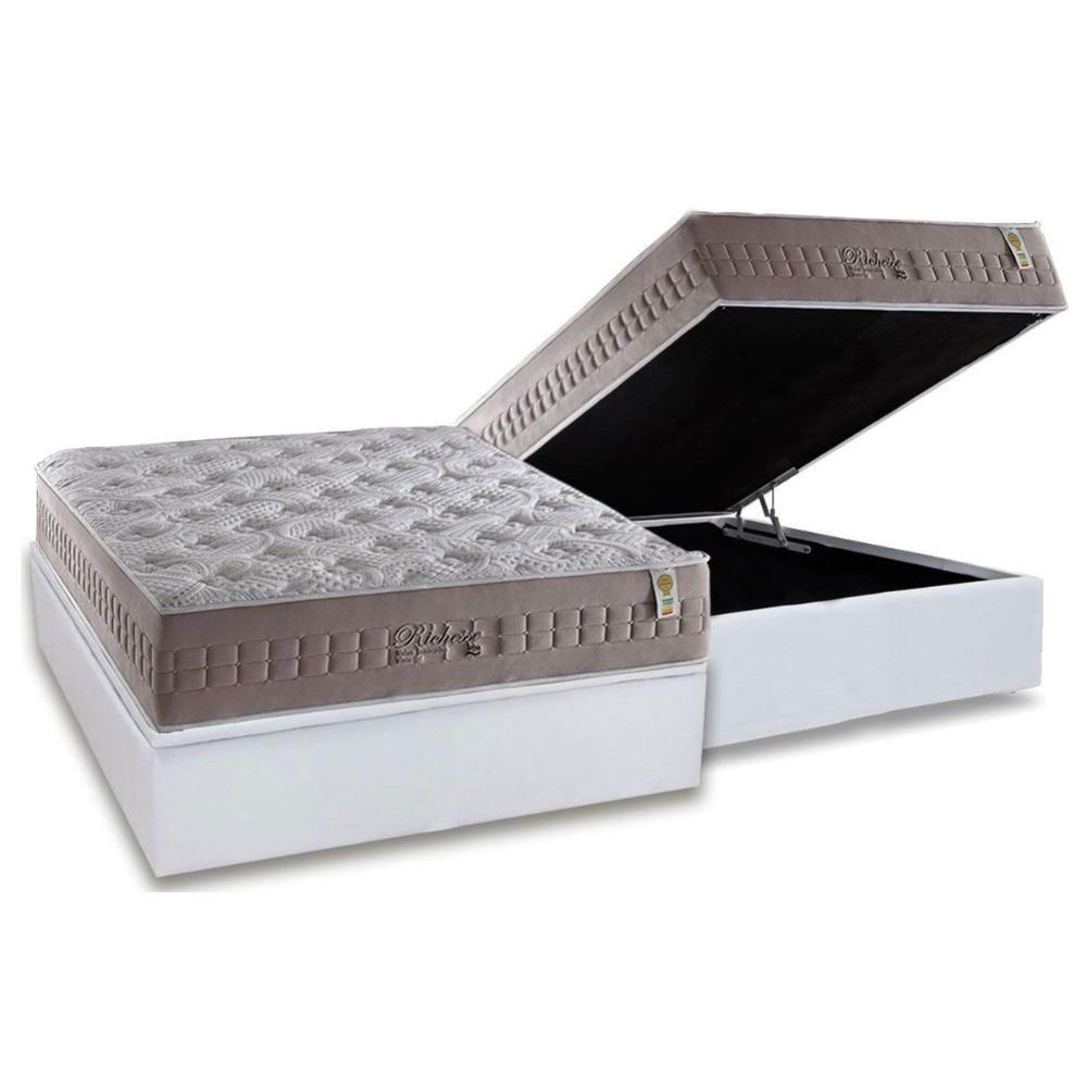 Cama Box Baú Casal: Colchão Molas Ensacadas Anjos MasterPocket Richesse + Base CRC Courano White(138x188) - 1