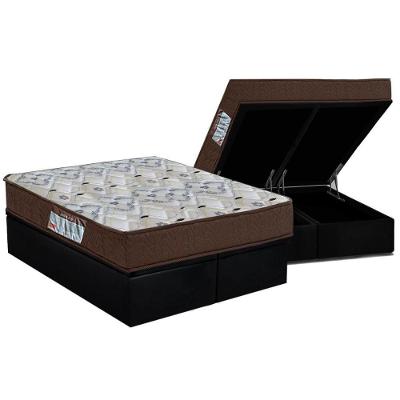 Cama Box Baú Queen: Colchão Espuma D45 Ortobom  / EP ISO 150 Mega Firme + Base CRC Suede Black(158x198)