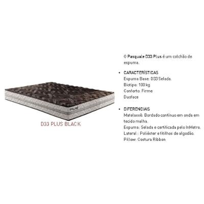 Cama Box Baú Queen: Colchão Espuma D33 Paropas Pasquale Plus Euro Pillow + Base CRC Suede Black(158x198)
