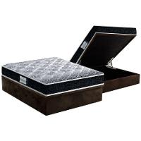 Cama Box Baú Casal: Colchão Ortopédico Probel D33/EP Firmepedic ProDormir Advanced Tech1500 Double Face + Base CRC Suede Brown(138x188) - 1