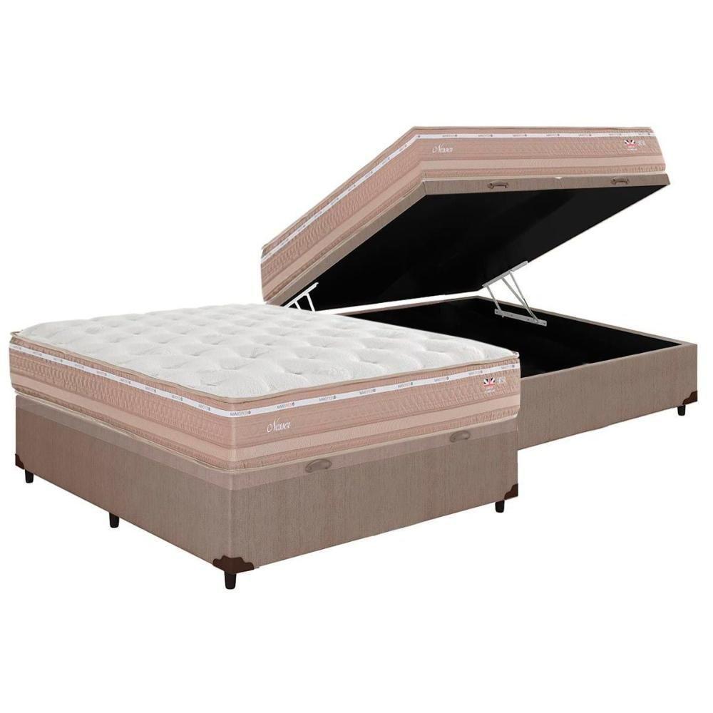 Cama Box Baú Casal: Colchão Molas Herval Maxspring Nesser + Base CRC Courano Clean(138x188) - 1