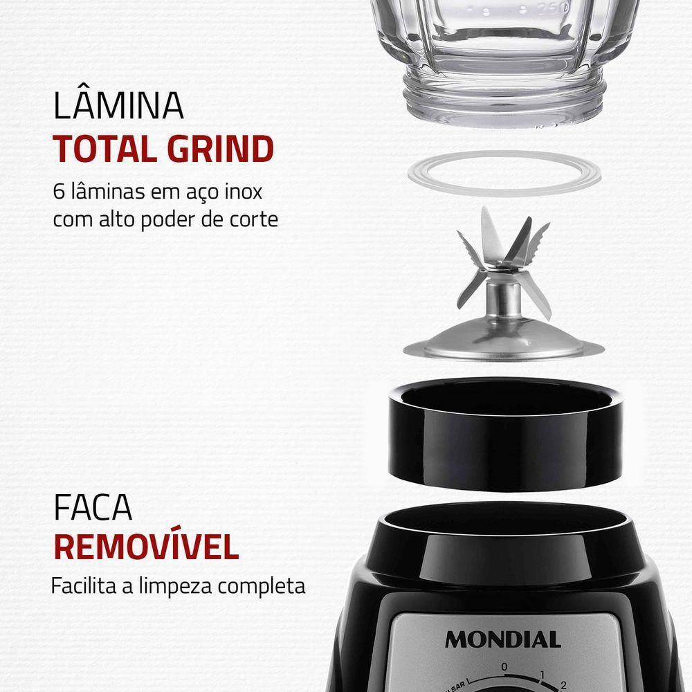 Liquidificador Mondial Turbo Glass L-1400-Gi 127V/60Hz - 2