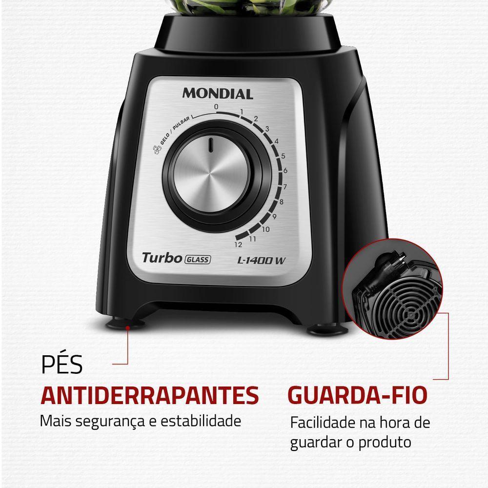 Liquidificador Mondial Turbo Glass L-1400-Gi 127V/60Hz - 7