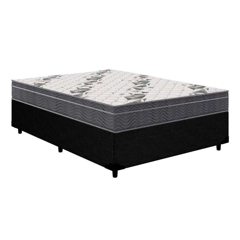Cama Box Casal: Colchão Anatômico Ortobom D33/EP Airtech 100 + Base CRC Courano Black(138x188) - 1