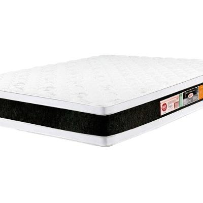 Cama Box Baú Queen: Colchão Espuma Castor D45 Black e White Air Double Face + Base CRC Suede Clean(158x198)