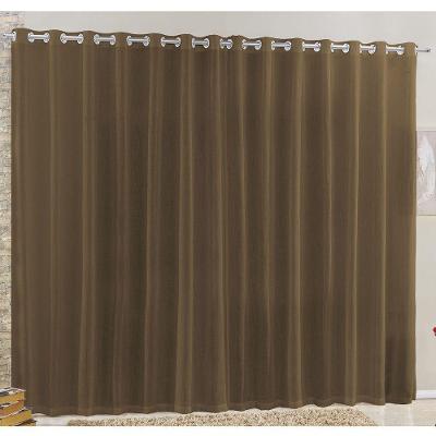 Cortina Rubi 4,00M X 2,60M Tabaco Tecido Voal Linho Detalhada Sala Quarto Leve