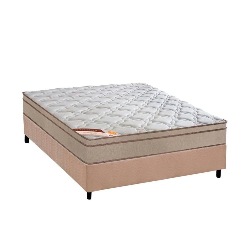 Cama Box Casal: Colchão Molas Bonnel Castor Revolution + Base CRC Suede Clean(138x188) - 1