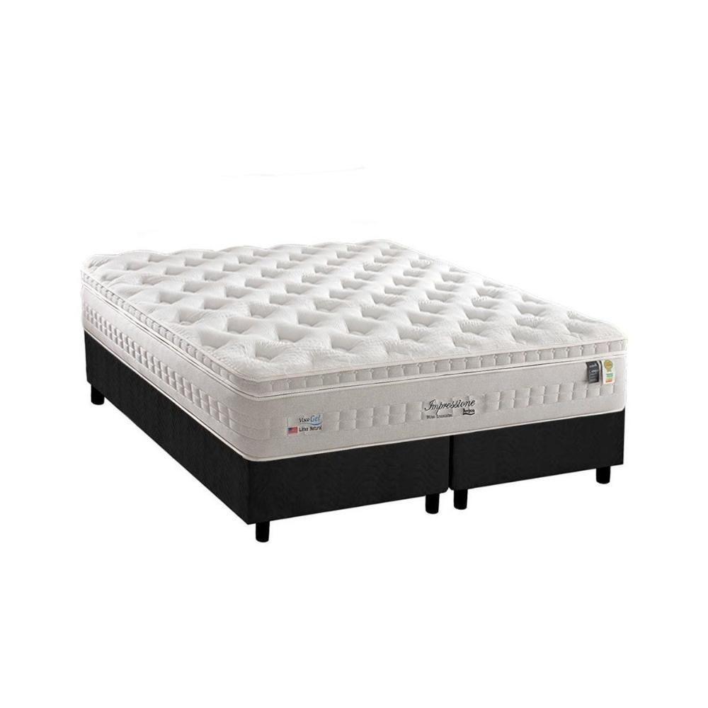 Cama Box King: Colchão Molas Masterpocket Ensacadas Anjos Impressione + Base Cinza(193X203) - 1