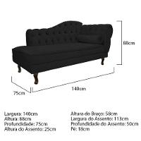 Diva Recamier Diana 140cm Lado Esquerdo Corano Preto