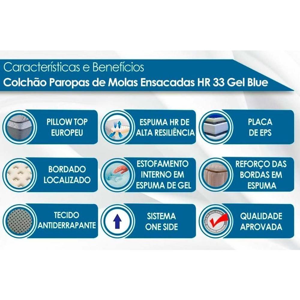 Cama Box Solteiro: Colchão Molas Ensacadas Paropas MasterPocket Blue + Base CRC Rústico White(88x188) - 3