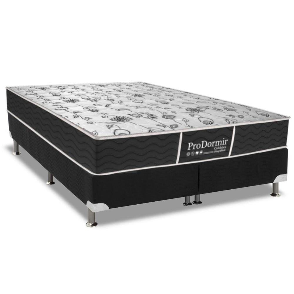 Cama Box Queen: Colchão Molas Bonnel Probel ProDormir Sleep + Base CRC Suede Black(158x198) - 1