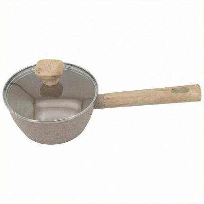 Panela Antiaderente Indução 16cm Com Cabo De Madeira Linha Marble