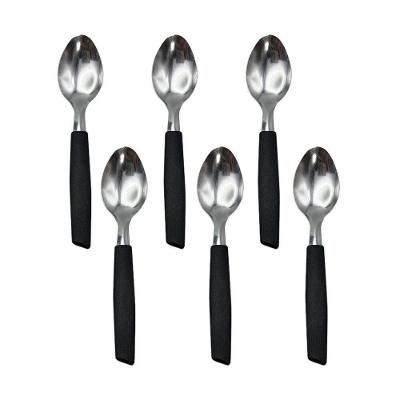 Kit 6 Peças Colher De Chá/sobremesa Cabene Cabo Plástico Preto