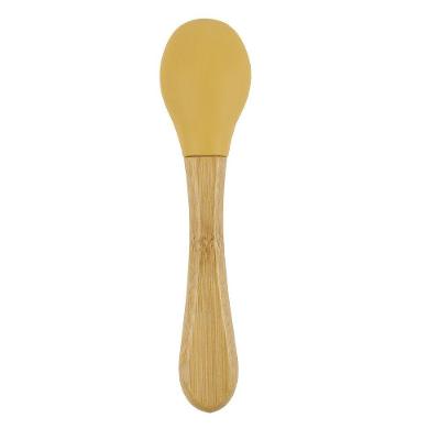 Colher De Bambu E Silicone Clingo Mostarda Sustentável