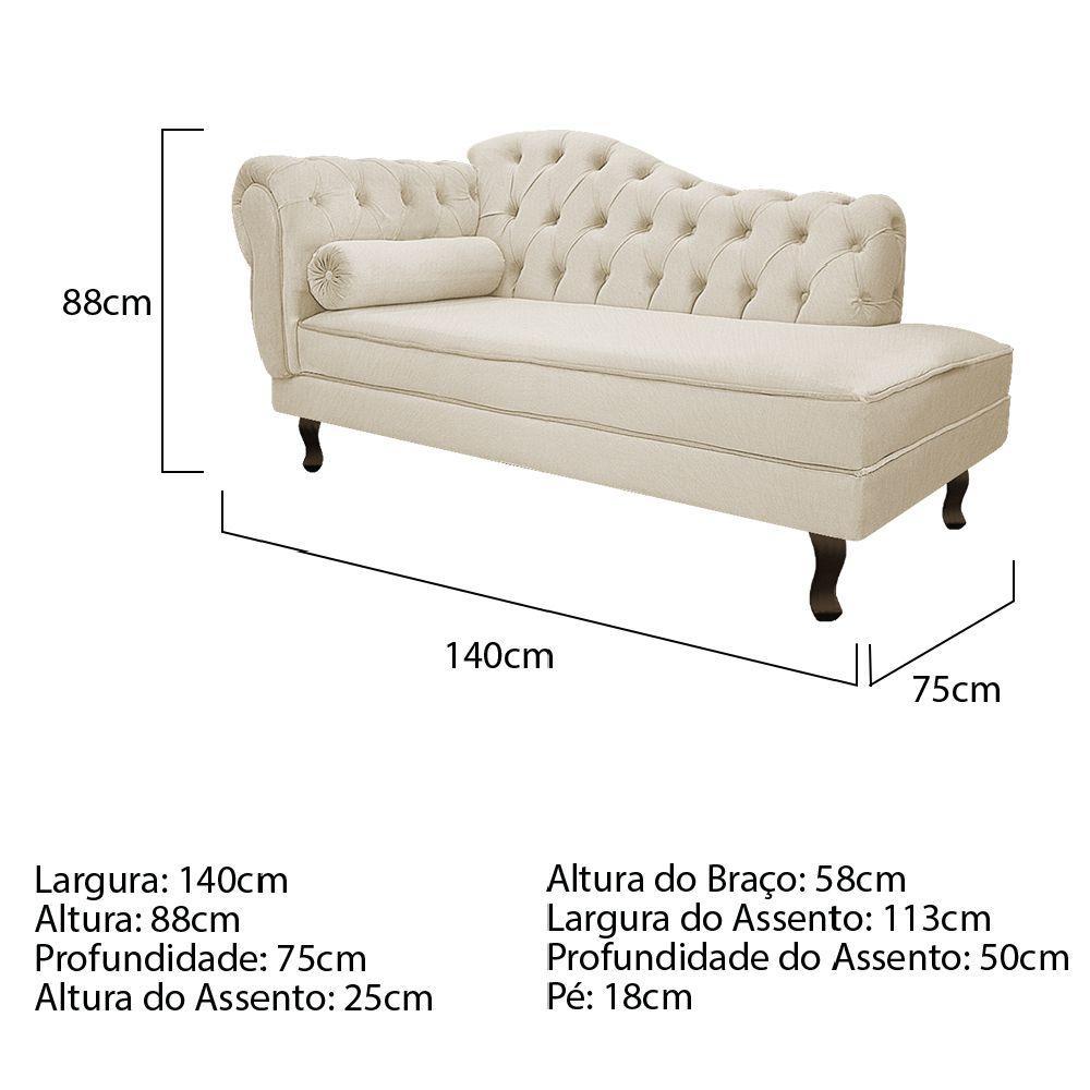 Diva Recamier Diana 140cm Lado Direito Suede Bege - 2