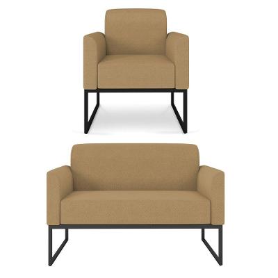 Kit 01 Namoradeira 02 Lugares E 01 Poltrona Marisa Linho Bege A32 Preto