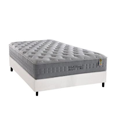 Cama Box Casal: Colchão Molas MasterPocket Ensacadas Anjos   Soft Dream + Base CRC Courano Branco(138x188)