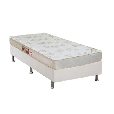 Cama Box Solteiro: Colchão Espuma D33 Castor Sleep Max Relax + Base Crc Courano White(88X188)