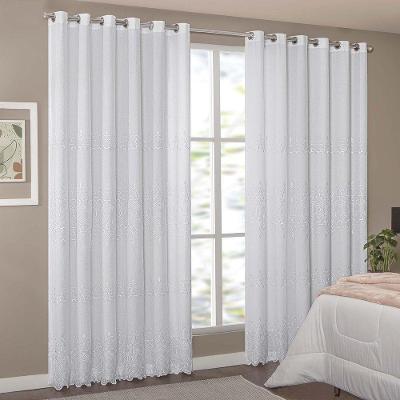 Cortina Liz Bordada para Varão Simples 3,00M X 2,60M 100% Poliéster Branco