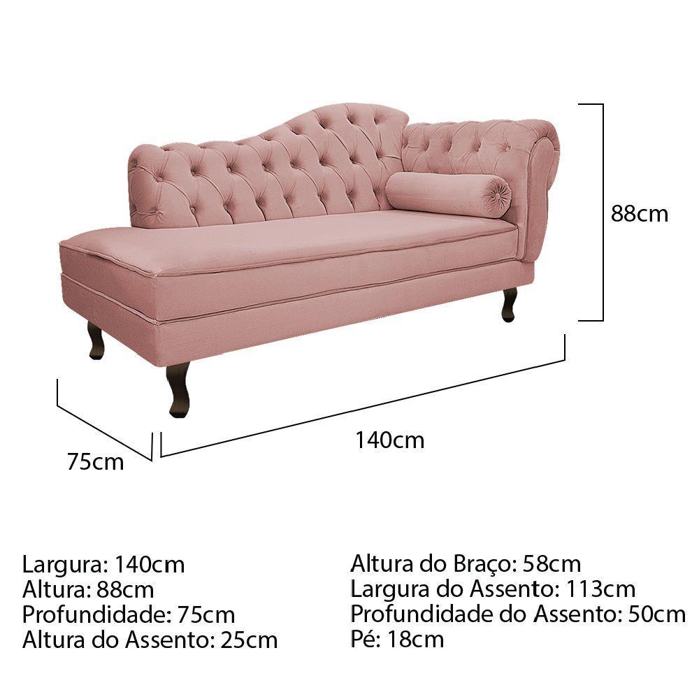 Diva Recamier Diana 140cm Lado Esquerdo Suede Cor Rosê - 2