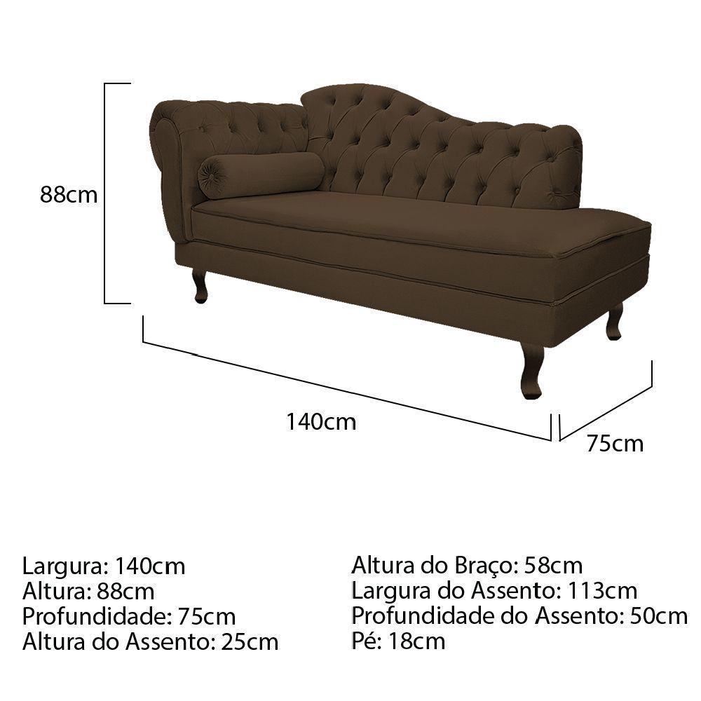 Diva Recamier Diana 140cm Lado Direito Suede Marrom - 2