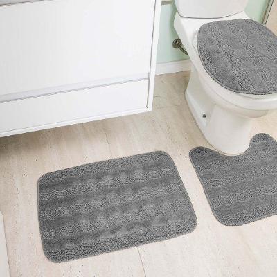 Jogo De Banheiro Primavera 03 Peças Com Base Antiderrapante 100% Polipropileno - Bordô