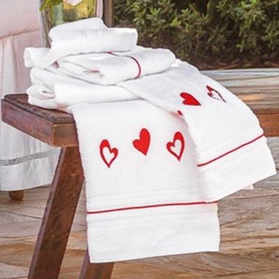 Jogo De Banho Desire 5 Peças Percal 200 Fios 100% Algodão - Estampa 1622 Love Bordado