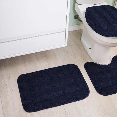 Jogo De Banheiro Primavera 03 Peças Com Base Antiderrapante 100% Polipropileno - Azul Petróleo