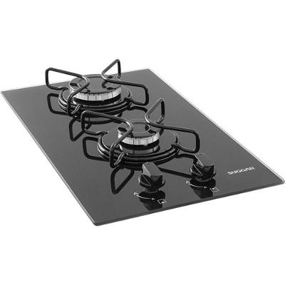 Fogão De Mesa Cooktop 2 Bocas Vidro Preto à Gás Suggar FG2002AVP Bivolt