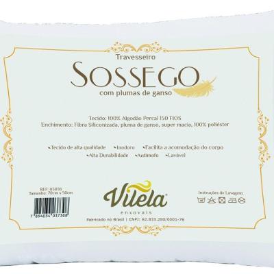 Travesseiro Sossego Com Pluma De Ganso 70x50 Cm Percal 150 Fios 1 Peça 100% Algodão - Branco