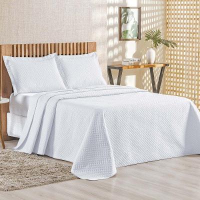 Kit Cobre Leito Bouti Mavie Geométrico Queen 3 Peças 100% Poliéster - Branco