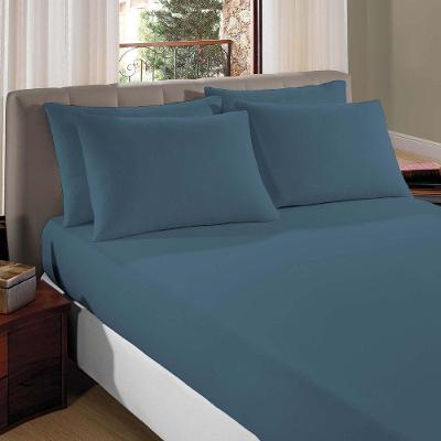 Lençol Casal Padrão Liverpool Com Elástico Avulso 1 Peça Tecido Malha Fio 30/1 Penteado 100% Algodão - Azul Cobalto