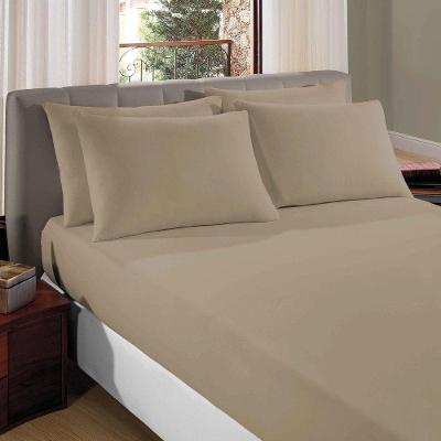 Lençol Casal King Liverpool Com Elástico Avulso 1 Peça Tecido Malha Fio 30/1 Penteado 100% Algodão - Bege