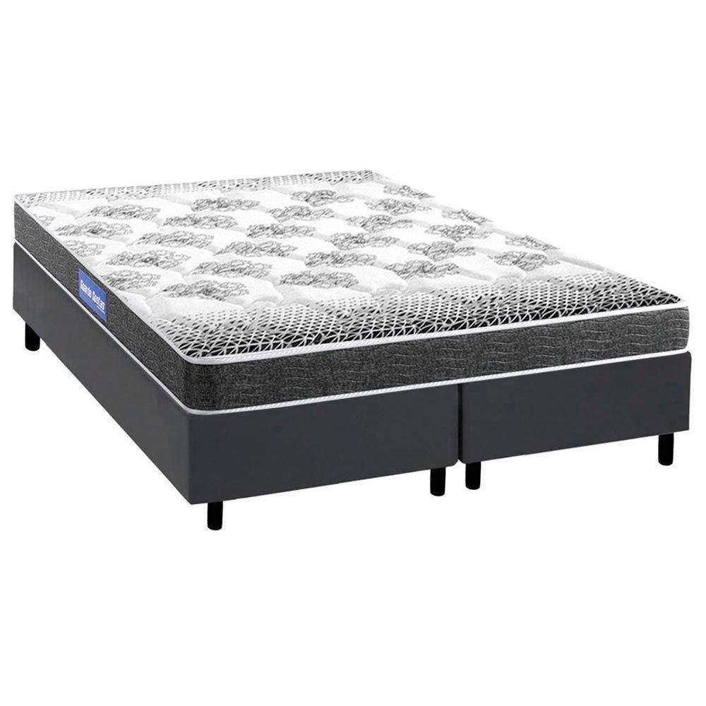 Cama Box Queen: Colchão Espuma Probel Guarda Costas Resistente + Base CRC Courano Gray(158x198) - 1